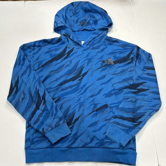 Adidas Boys Blue Water Tiger Camo Hoodie Size XL 18/20 - Picture 1 of 9